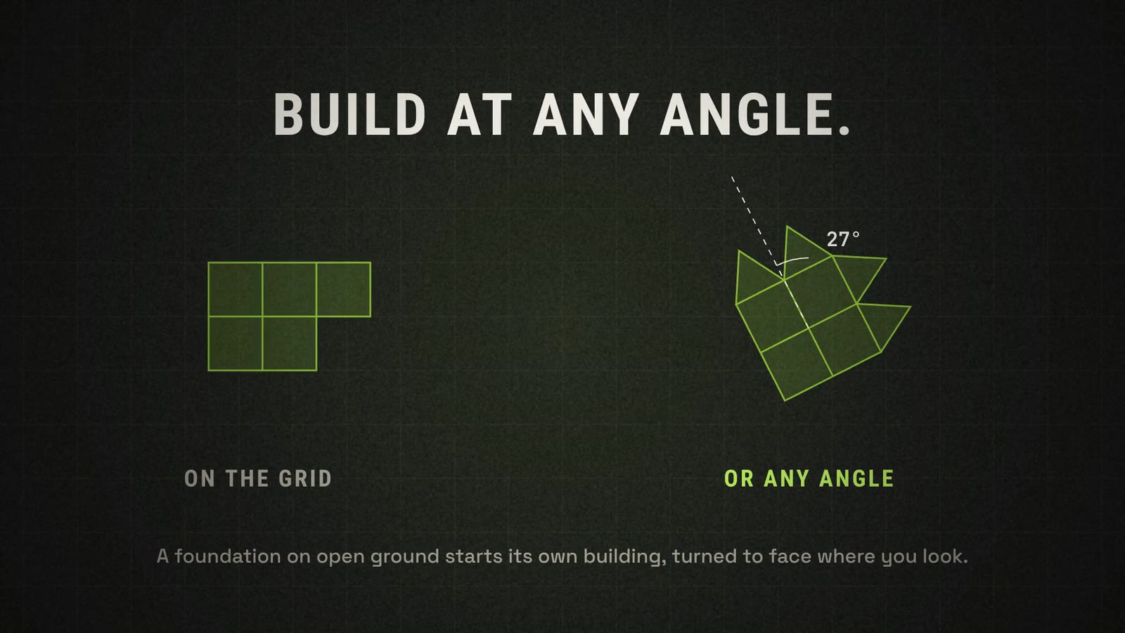 The same base on the grid, and turned 27° with triangles on its sides